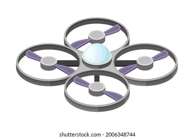 Pilotless Drone as Aerial Vehicle with Remote Control Isometric Vector Illustration