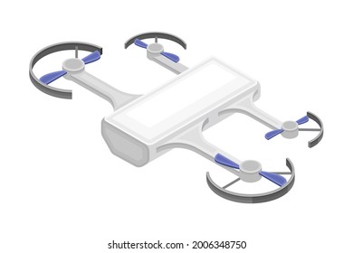 Pilotless Drone as Aerial Vehicle with Remote Control Isometric Vector Illustration