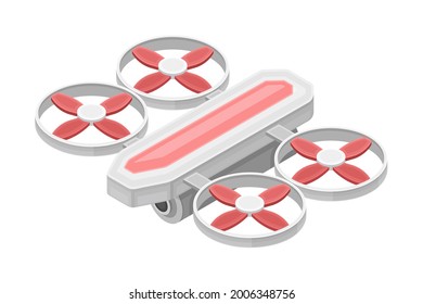 Pilotless Drone as Aerial Vehicle with Remote Control Isometric Vector Illustration