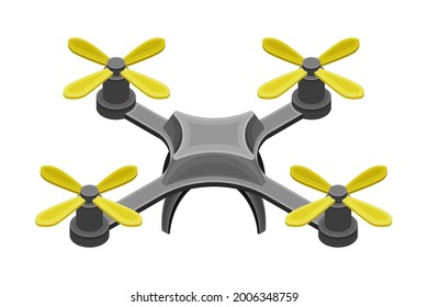 Pilotless Drone as Aerial Vehicle with Remote Control Isometric Vector Illustration