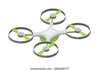 Pilotless Drone as Aerial Vehicle with Remote Control Isometric Vector Illustration