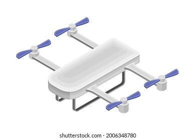 Pilotless Drone as Aerial Vehicle with Remote Control Isometric Vector Illustration