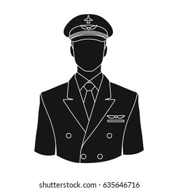 Pilot.Professions single icon in black style vector symbol stock illustration web.