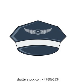 Pilot's hat vector icon. Flat style. Cartoon style. Military symbol for web and mobile.