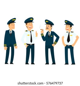 pilots in uniform. vector illustration.