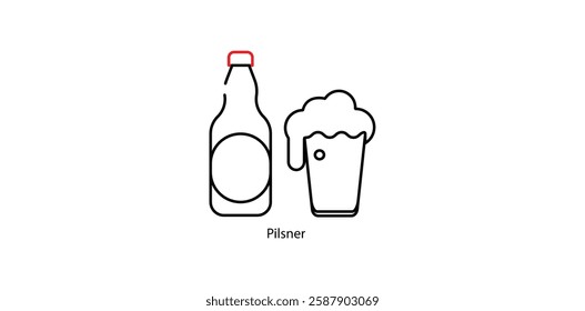 Pilsner Vector Icon - Crisp and Refreshing Lager Beer Glass Illustration