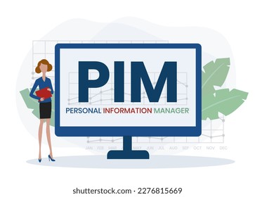 PIM - Personal Information Manager acronym. business concept background. vector illustration concept with keywords and icons. lettering illustration with icons for web banner, flyer