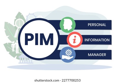 PIM - Personal Information Manager acronym. business concept background. vector illustration concept with keywords and icons. lettering illustration with icons for web banner, flyer