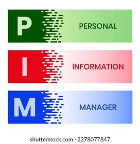 PIM - Personal Information Manager acronym. business concept background. vector illustration concept with keywords and icons. lettering illustration with icons for web banner, flyer