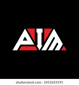 PIM triangle letter logo design with triangle shape. PIM triangle logo design monogram. PIM triangle vector logo template with red color. PIM triangular logo Simple, Elegant, and Luxurious design.