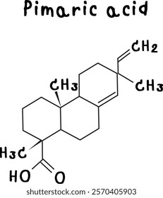 Pimaric acid,chemical structure of Pimaric acid illustration on transparency background