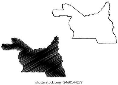 Ilustración vectorial de mapas del municipio de Pimenta Bueno (Estado de Rondonia o Rondonia, RO, Municipios de Brasil, República Federativa de Brasil), dibujo a mano alzada del mapa de Pimenta Bueno