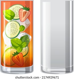 Pimms cup cocktail in the glass illustration