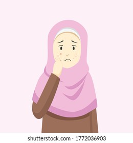 Paare und Akne auf dem Gesicht islamischer Frauen
