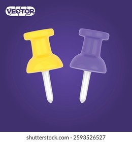 pin 3D vector icon set, on dark dark purple background