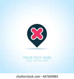 Pin abstract emblem, design concept, logo, logotype element for template.