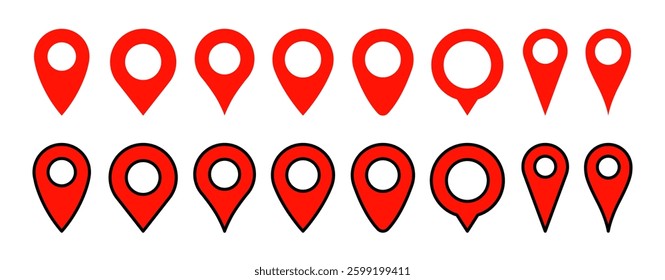 pin address icon. simple place point pins set illustration symbol