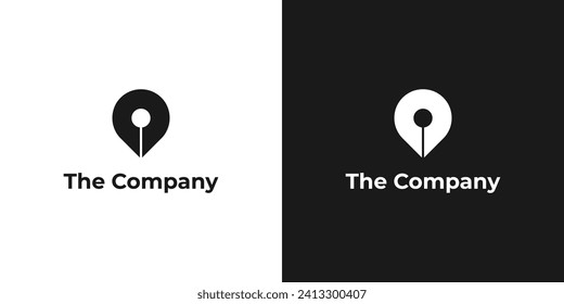 dirección de pin y logotipo de forma de lápiz