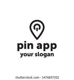 pin app design, symbol, vector, icon, sign, logo, business, illustration, concept, isolated, graphic, element, creative, abstract, template, map, modern, web, pin, location, white, point, technology, 