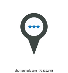 Pin asterisk icon. Navigation travel direction pointer.