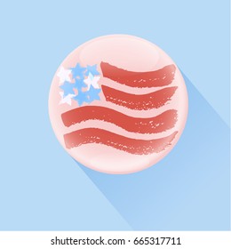 pin Badge with Grunge style american flag. 4th of july concept. Pastel Red and blue. Independence day, memory day, vector illustration