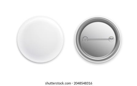 Pin badges. Realistic white round empty button