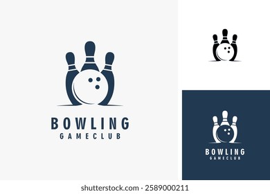 Pin and ball bowling logo symbol icon design illustration