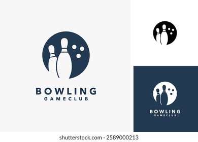 Pin and ball bowling logo symbol icon design illustration