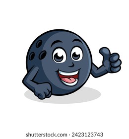 Pin Ball Cartoon Character Giving Thumb up Happy Mascot Illustration, Vector Clipart