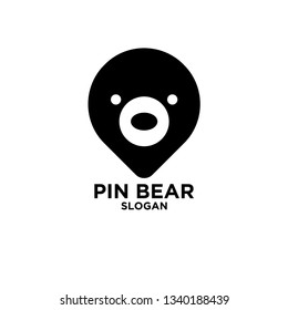 pin bear logo icon designs vector illustration template