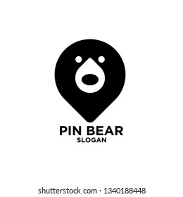 pin bear logo icon designs vector illustration template