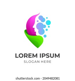 pin and beauty logo design with 3d colorful style