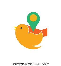 Pin Bird Logo Icon Design
