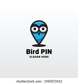 Pin bird vector logo design. a unique, exclusive, elegant, professional, clean, simple, modern logo. It would be perfect for your company