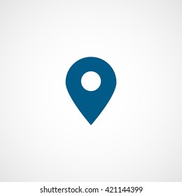 Pin Blue Flat Icon On White Background
