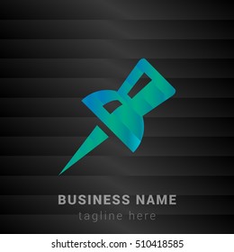 Pin Blue,Green and Black silk fashion premium icon / Logo