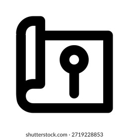 Pin bold icon. The icon can be used for websites, print templates, presentation templates, illustrations, etc.