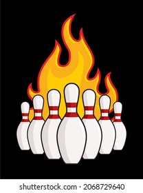 Pin Bowling Ball Flame Fire Vector