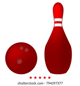Pin and bowling ball icon .
