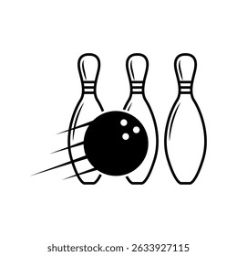 pin bowling and ball icon vector in trendy