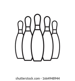 Pin bowling icon vector outline style in trendy