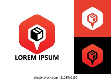 Pin box delivery logo template design vector