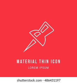 Pin Bright red material designed line thin flat icon / logo