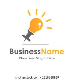 pin bulb light vector logo template. suitable for business, education
