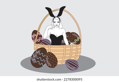 pin up bunny, bunny, easter, Easter Basket