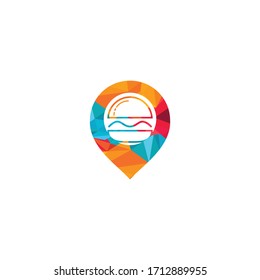 Pin Burger Restaurant Logo Design. Logotype For Restaurant Or Cafe Or Pizzeria. 