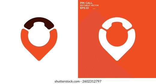Pin call logo. Map, point, communication, address. Vector icon symbol design template EPS 10.	