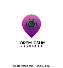 Pin camera logo illustration vector