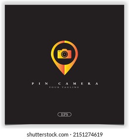 pin camera logo premium elegant template vector eps 10