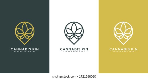 diseño vectorial del logo de cannabis de pin
